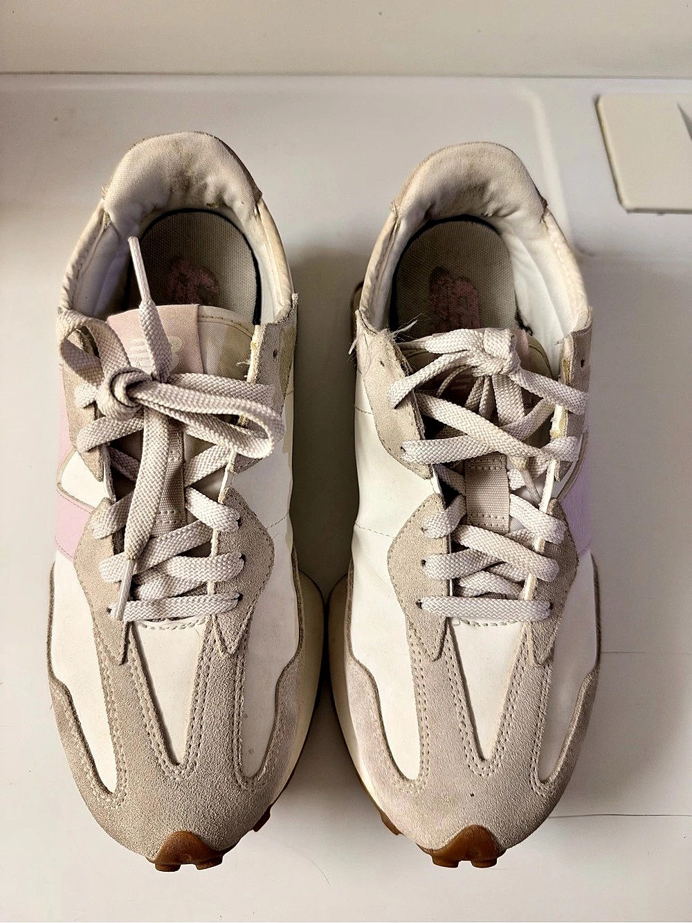 New Balance 327 Pink White Gum Women's White & Pink Sneakers - Picture 5 of 5